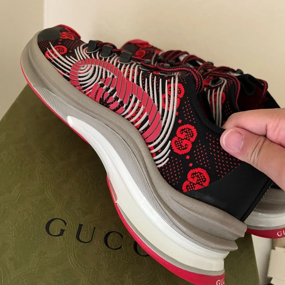 NIB Gucci Run G Logo GG Technical Knit Run  Red /Bback Sz 10G / US 10.5 $920 - Picture 8 of 14